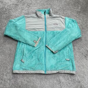 The North Face Oso Osito Fleece Jacket Girls Youth XL Green Gray Full Zip Pocket